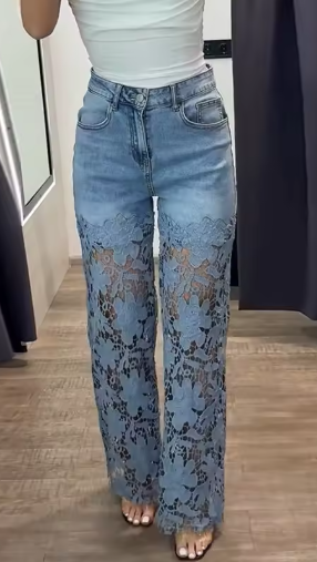 Jeans Donna con Pizzo Floreale