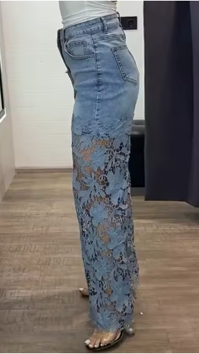 Jeans Donna con Pizzo Floreale