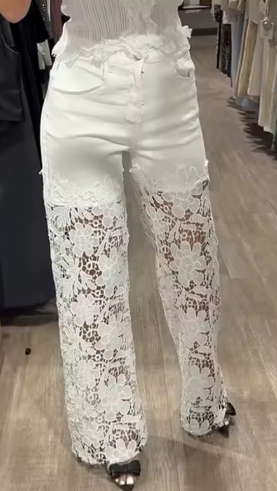 Jeans Donna con Pizzo Floreale