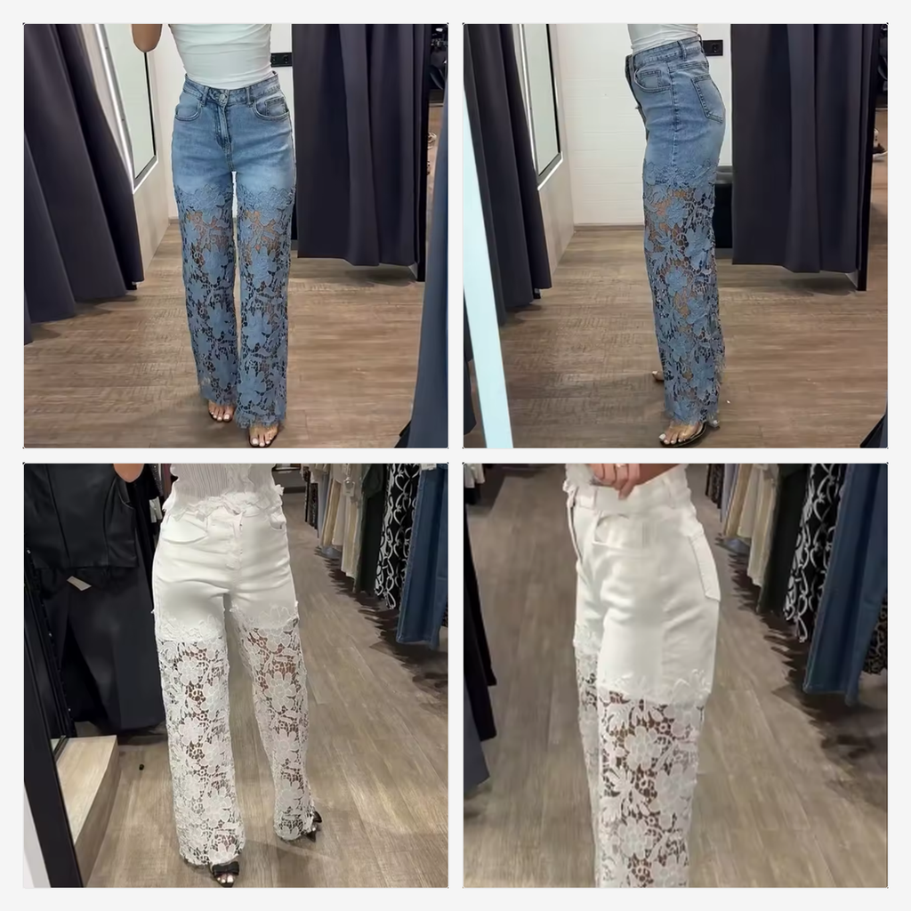 Jeans Donna con Pizzo Floreale